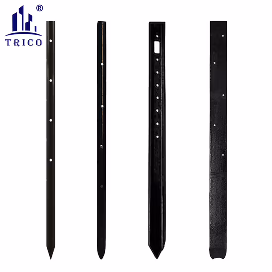 Piquets de clous ronds en acier pour formes de béton/piquets de clous carrés/plats en acier avec trous